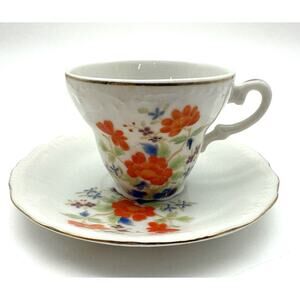Vintage Demitasse Cup And Saucer Japan for Houbigant Iris Floral
